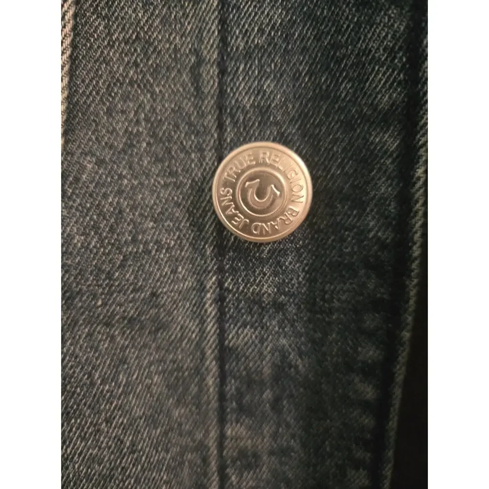 True Religion Men’s Jacket Denim with Red Stitch Printed Logo SZ M NEW